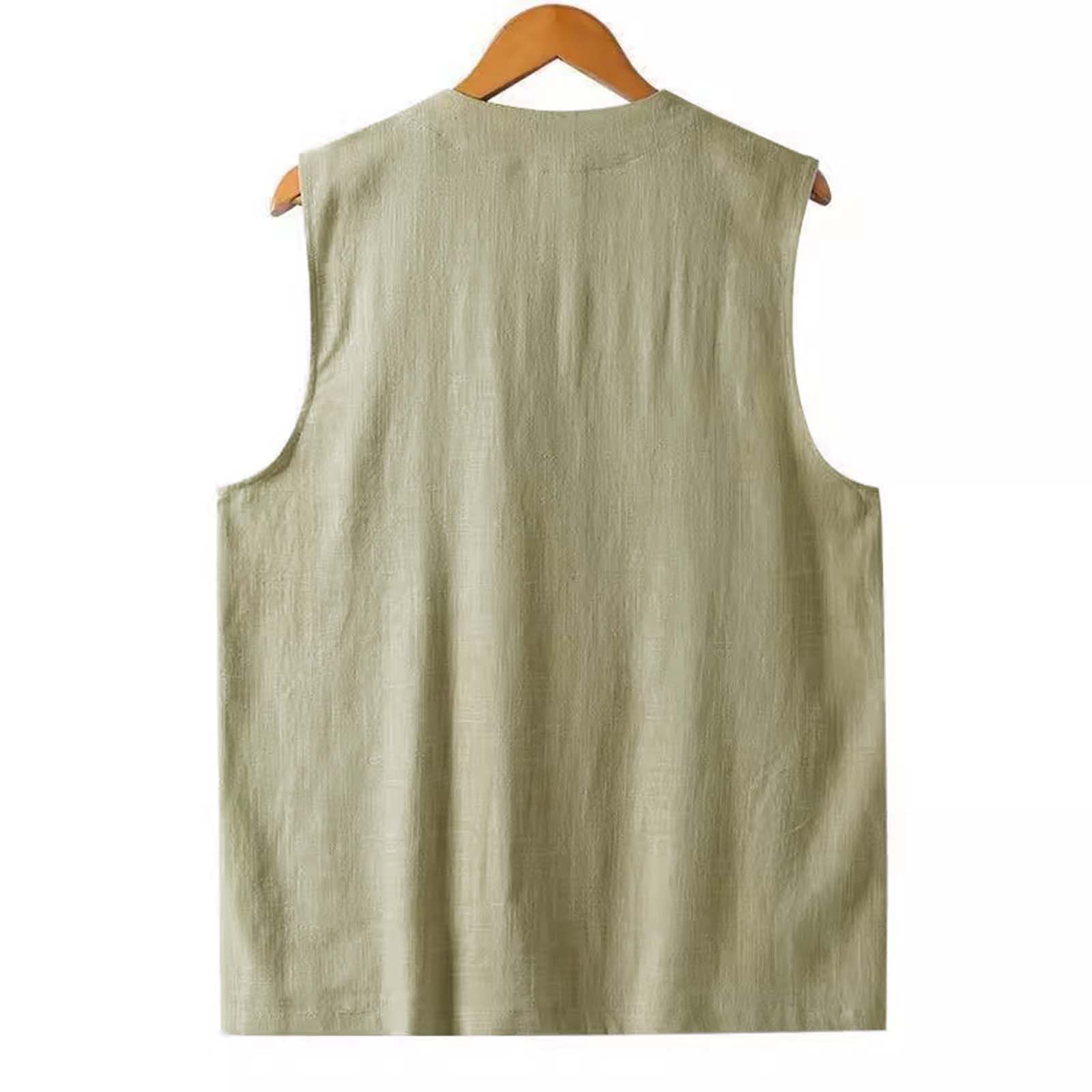 2025 – Gilet d'été fin en lin pour hommes, col en V, grande taille, costume à manches longues
