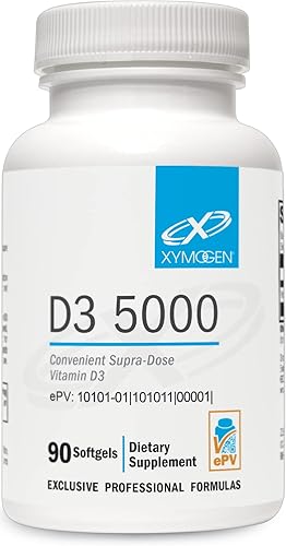 Miniatura 1 de XYMOGEN D3 5000 - Vitamina D3 biodisponible 5000 UI (125 mcg) - Suplemento de vitamina D de alta potencia para apoyar la salud inmunológica, la