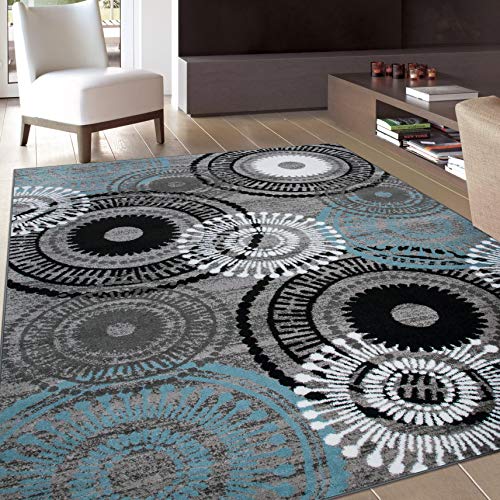 Contemporary Circles Area Rug 7' 10" X 10' 2" Gray/Blue