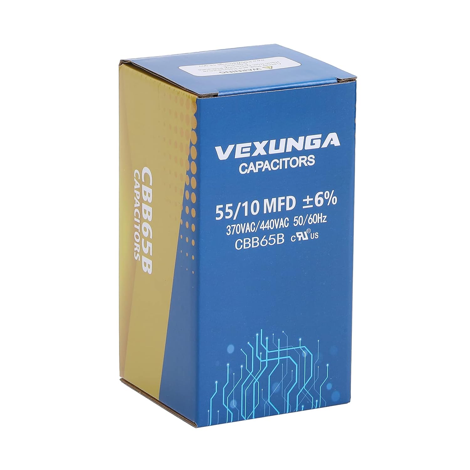 VEXUNGA 55/10 uF 55+10 MFD 370VAC or 440VAC Dual Run Start Round A/C Capacitor CBB65 CBB65B Air Conditioner Capacitors for AC Unit Fan Motor Start or Heat Pump or Condenser Straight Cool