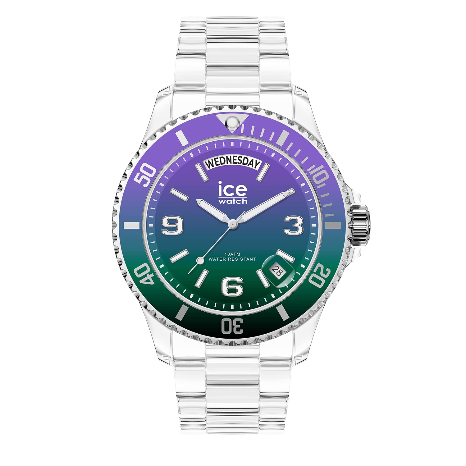 ICE-WATCH - ICE Clear Sunset Purple Green - Women's Wristwatch with Clear Plastic Strap - 021433 (Medium)