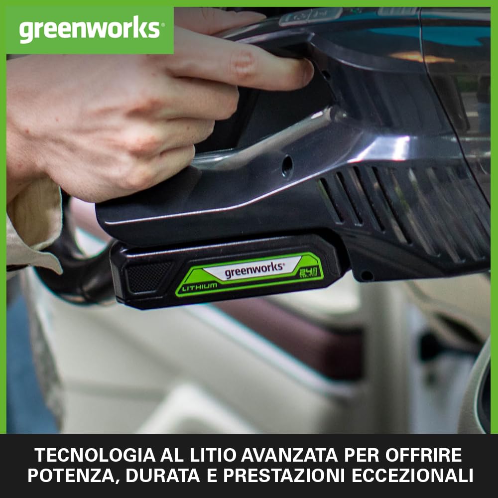 Greenworks GSK24B2X - Batteria da 24 V e caricatore a doppia carica – due batterie originali agli ioni di litio da 2 Ah ad alte prestazioni, adatto per tutti gli utensili da giardino e elettrici