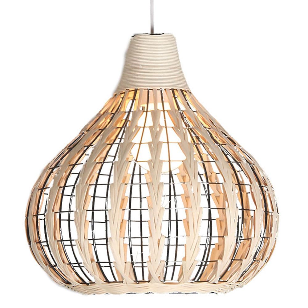 Abat-jour de lustre tressé en rotin et bambou naturel D50cm pour suspension