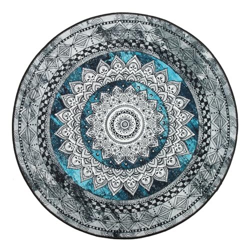 Tapis en velours cristal texturé avec finitions mandala