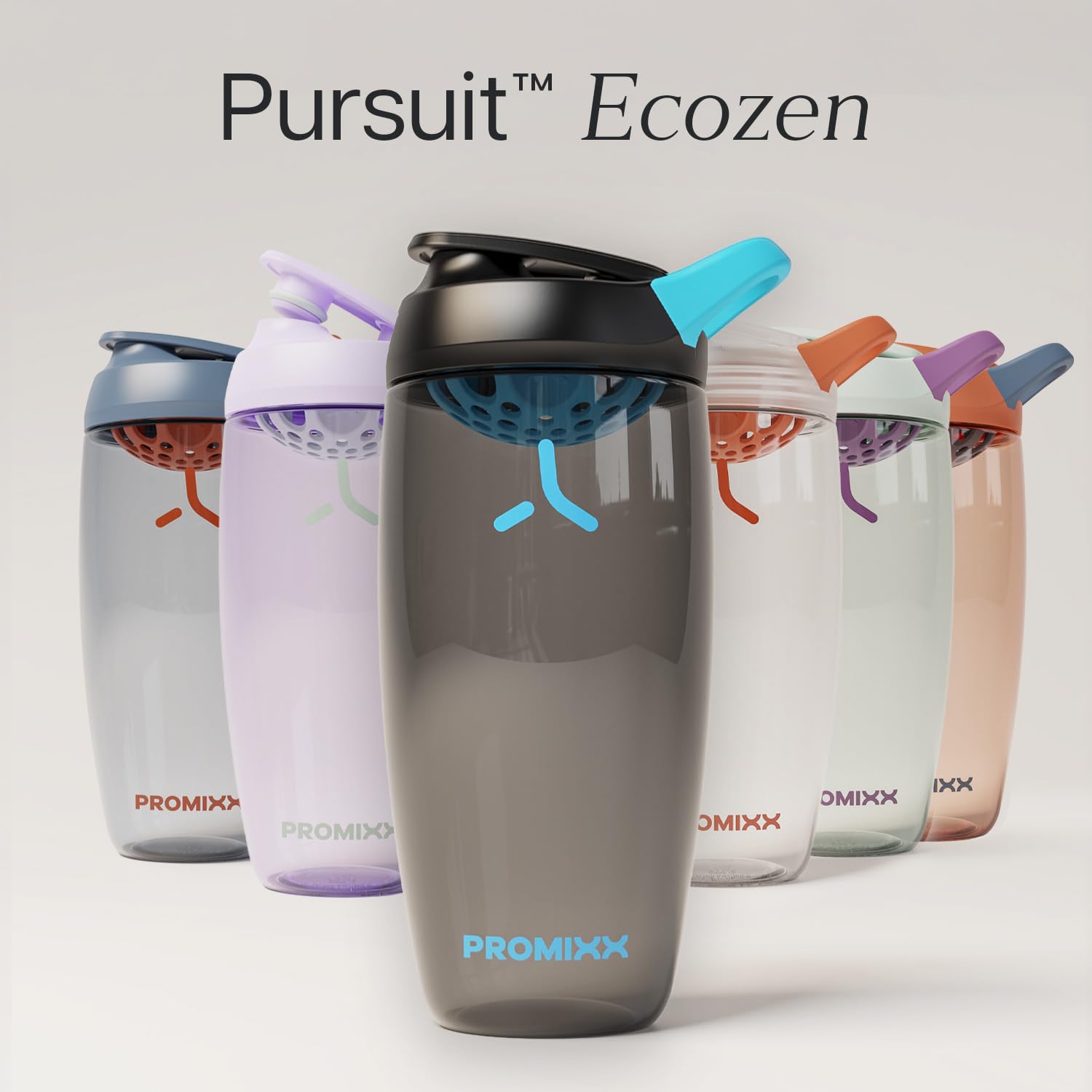 Promixx Pursuit Shaker Proteico – 760ml Miscelatore Silenzioso Snap-Fit per Frullati Senza Grumi – Ermetico Senza BPA Ecozen con Segni Misurazione Fitness – Nero