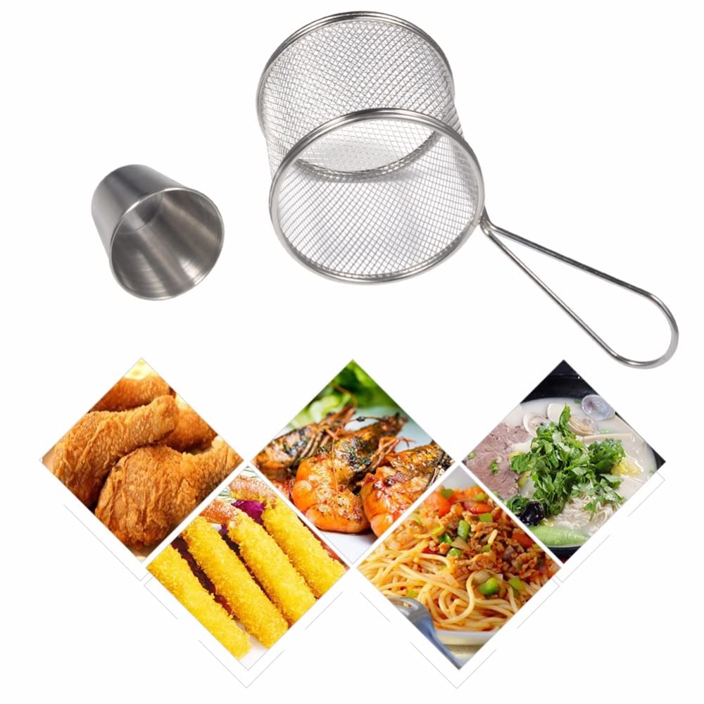 Cesta de alambre para freír Cesta redonda para papas fritas Colador de aceite Papas fritas Chef Cesta de cocina Red para freír Colador Accesorios de cocina Chip Cestas para freír (Color : 2pcs) (2pc
