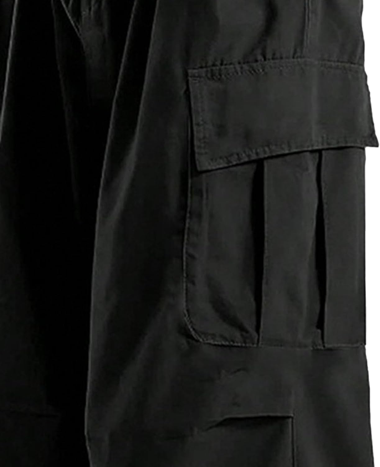 Men's Wide Leg Stylish Outdoor Cargo Pants Loose Fit Solid Military Pants Elastic Waist Hip Hop Trousers