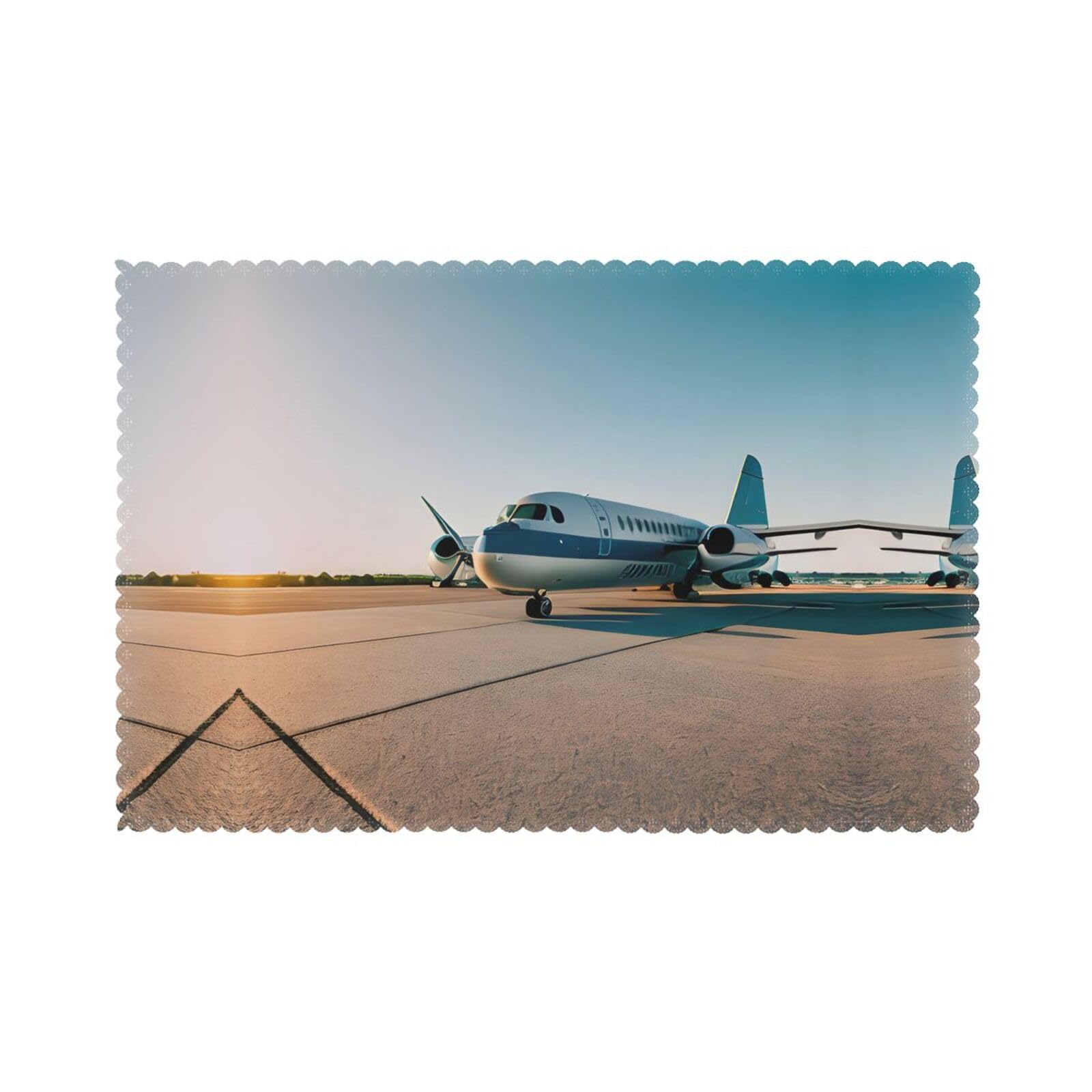 Airplane Christmas Placemats Set of 6,Washable Table Mats