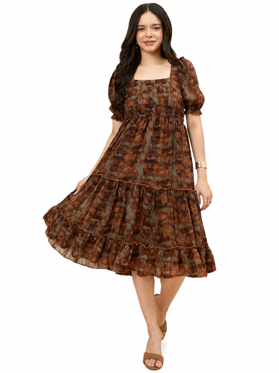 azira Georgette Floral Printed Square Neck Midi | Western | Casual Dress for Woman| Summer Dress | Perfect for Occasion, Party, Festive, Diwali, Wedding, Marriage-picture-18