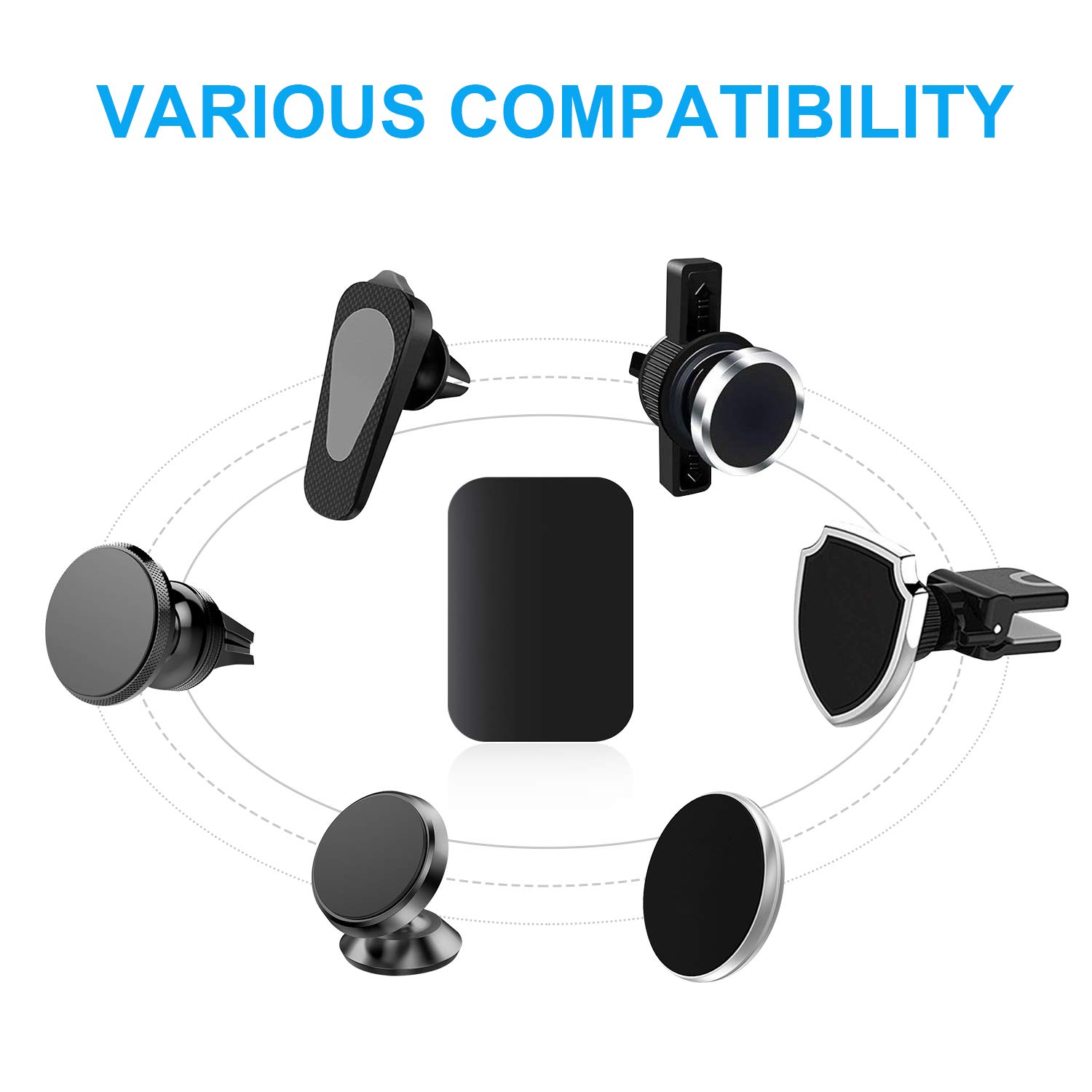 Láminas metálicas para movil, Placa Metal Adhesiva para Iman Coche movil 100 Rectángulos - Chapas metalicas Muy Finas con Adhesivo Soporte telemóvel Carro magnético