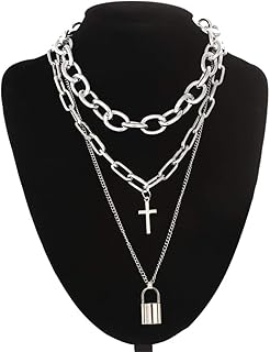 Collar de Cadena de Bloqueo con Colgantes de candado para Mujeres, Hombres, joyería Punk, Accesorios estéticos Grunge
