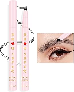 Anglicolor Eyebrow Pencil,Liquid Eyebrow Pen with Micro-Fork Tip,Long Lasting and Waterproof Microblading Eyebrow Pen,Smudgeproof Brow Pen for Easy Natural Eyebrow Creation (04 Black Grey)