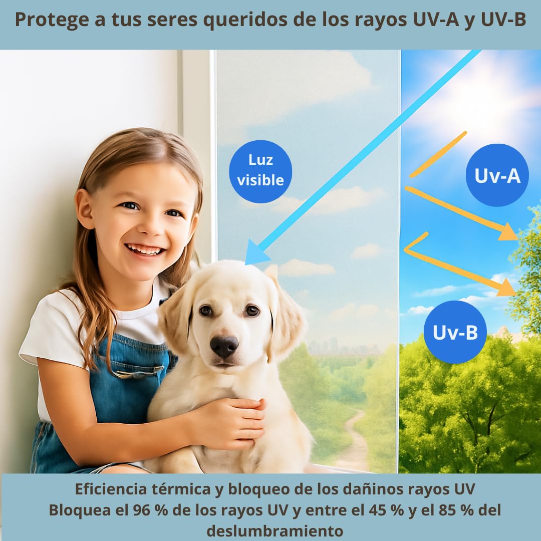 Película de privacidad para Ventanas (120x200cm) Muchos TAMAÑOS Grandes Mate Satinado Autoadhesivo sin Pegamento Anti UV sin residuos Fácil aplicación Ventanas Cabina de Ducha Adhesión estática
