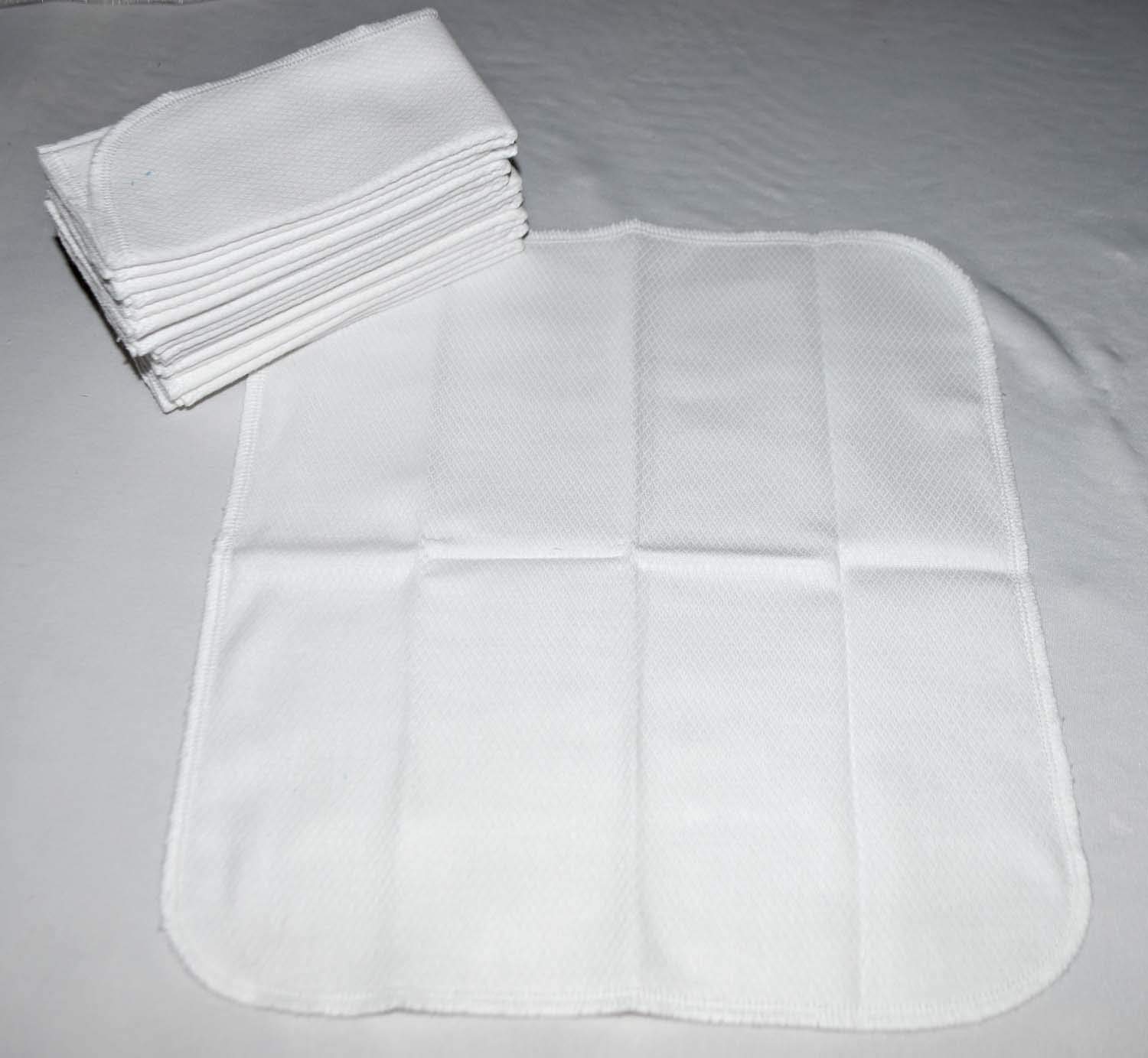1 Ply 14x14 Inches White Cotton Birdseye Paperless Towel White Edging- Proudly Made in the USA!