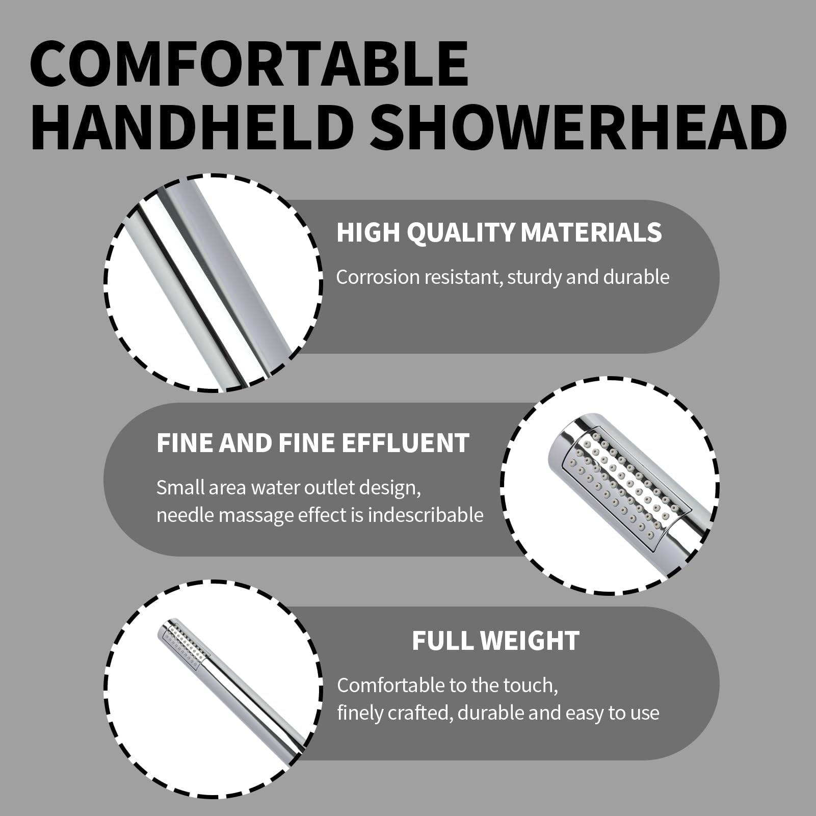 High Pressure Handheld Shower Head Water Saving Shower Head with Easy-Cleaning Silicone Nozzles, Comfort Handle - Image 4