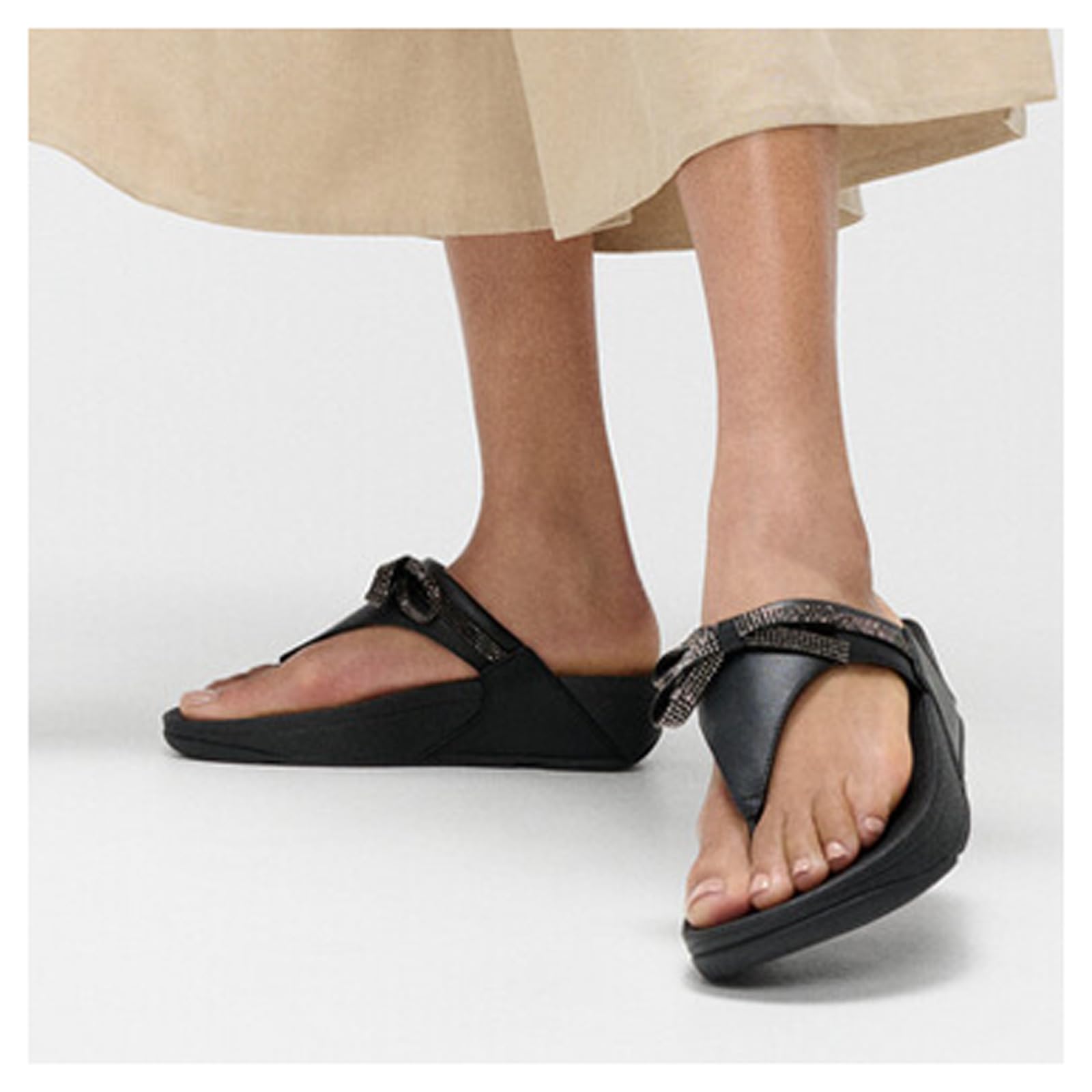 Fitflop Damen Lulu Glitz-bow Leather Toe-post SandalsSandale