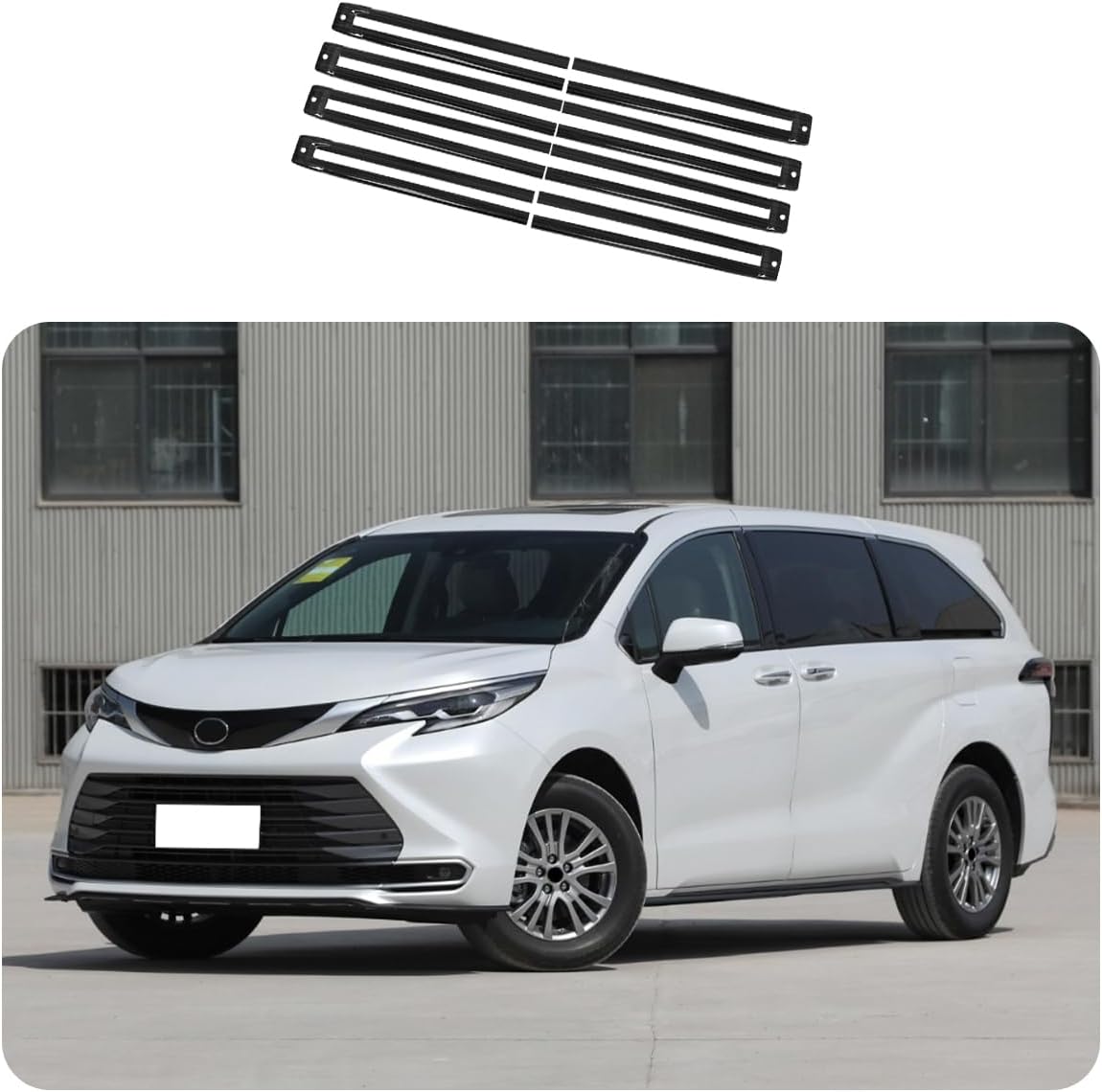 Car Accessories Car Passenger Seat Rail Track Cover Trim Protective Molding Compatible withToyota Sienna 2024 2023 2022 2021 (Black) 8PCS Stainless Steel image 4