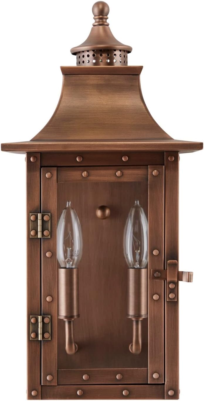 Copper Patina 20" Solid Copper Outdoor Wall Lantern with Clear Glass