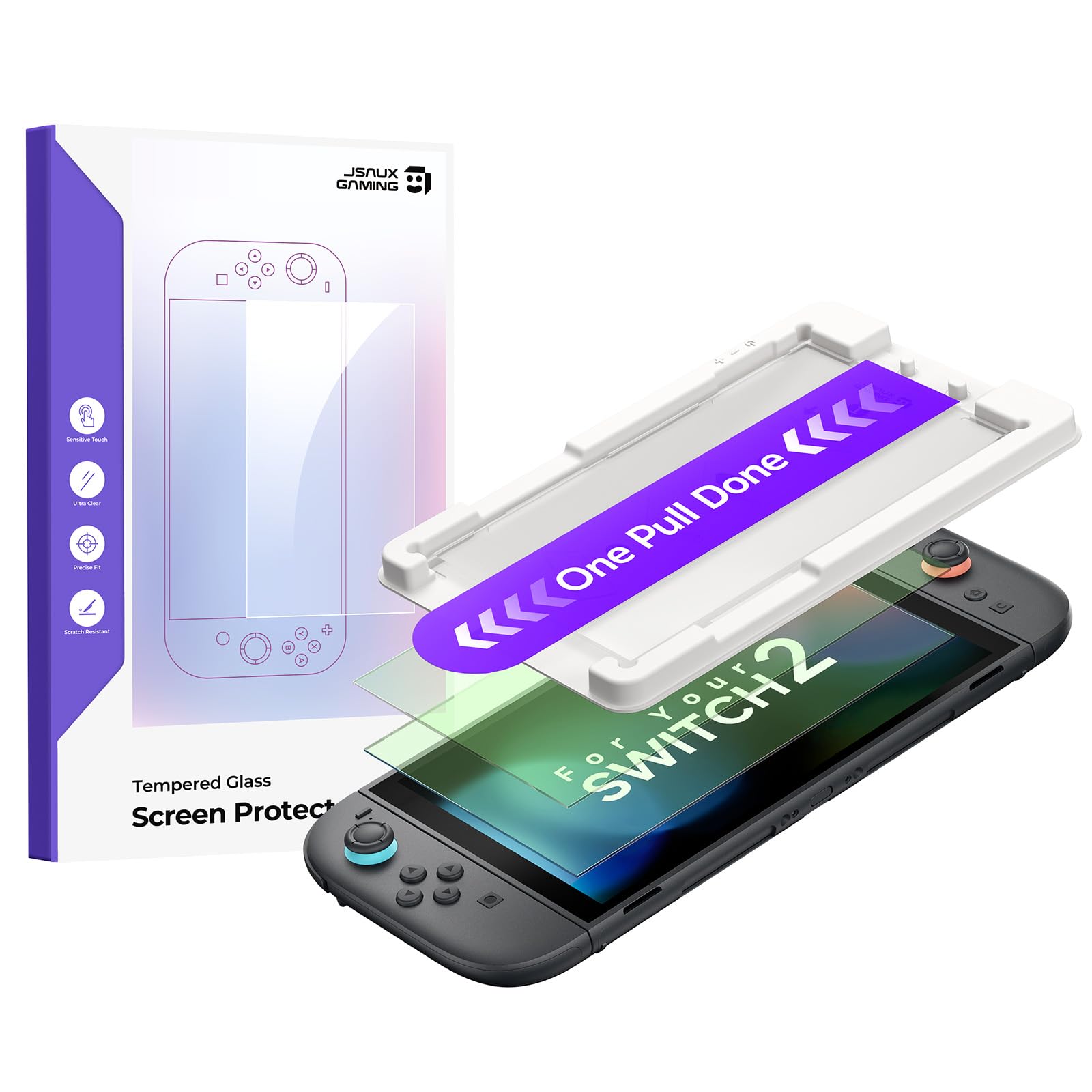 JSAUX 2-Pack Upgraded Blue Light Blocking Screen Protector for Switch 2
