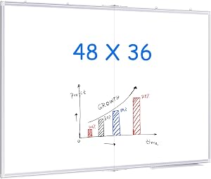 Magnetic White Board, Maxtek 48 X 36 Inches Dry Erase Board for Wall, Large WhiteBoard Wall-Mounted Silver Aluminum Frame for Homeschool, Office, Classroom