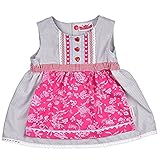 dirndl trachten outlet • unkomplizierter Einteiler Bavariashop Dirndl Kleidchen, Süßer Einteiler, Angenähte Schürze, 100 % Baumwolle, Farbe Grau Rosa, Tracht für fesche Mädchen Size 62
