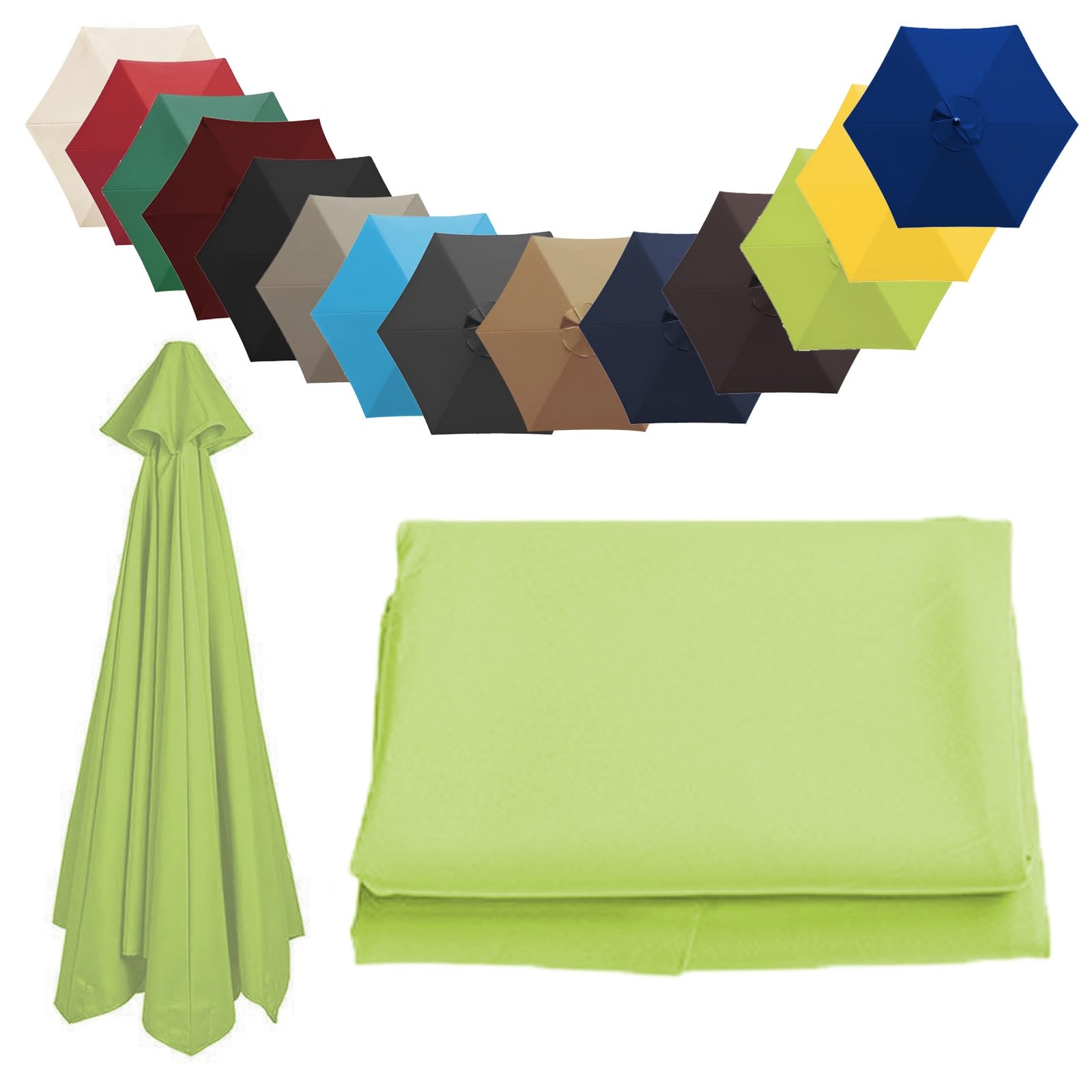 Replacement Parasol Canopy Sun Umbrella Replacement Cloth Replacement Parasol Fabric Cover For Garden Umbrella 2.0 m 2.7 m 3.0 m + 6 Arms/8 Arms(Color:Grass Green,Size:6 ribs-3.0 m(9.8ft))