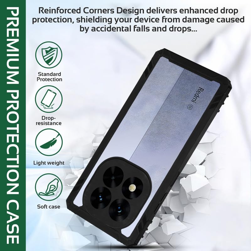 Image of AIBEX Crystal Clear Back Cover Case for Poco X7 5G / Redmi Note 14 Pro 5G | Shockproof & Slim | 360 Protection | Transparent Non-Yellowing PC+TPU Bumper Case