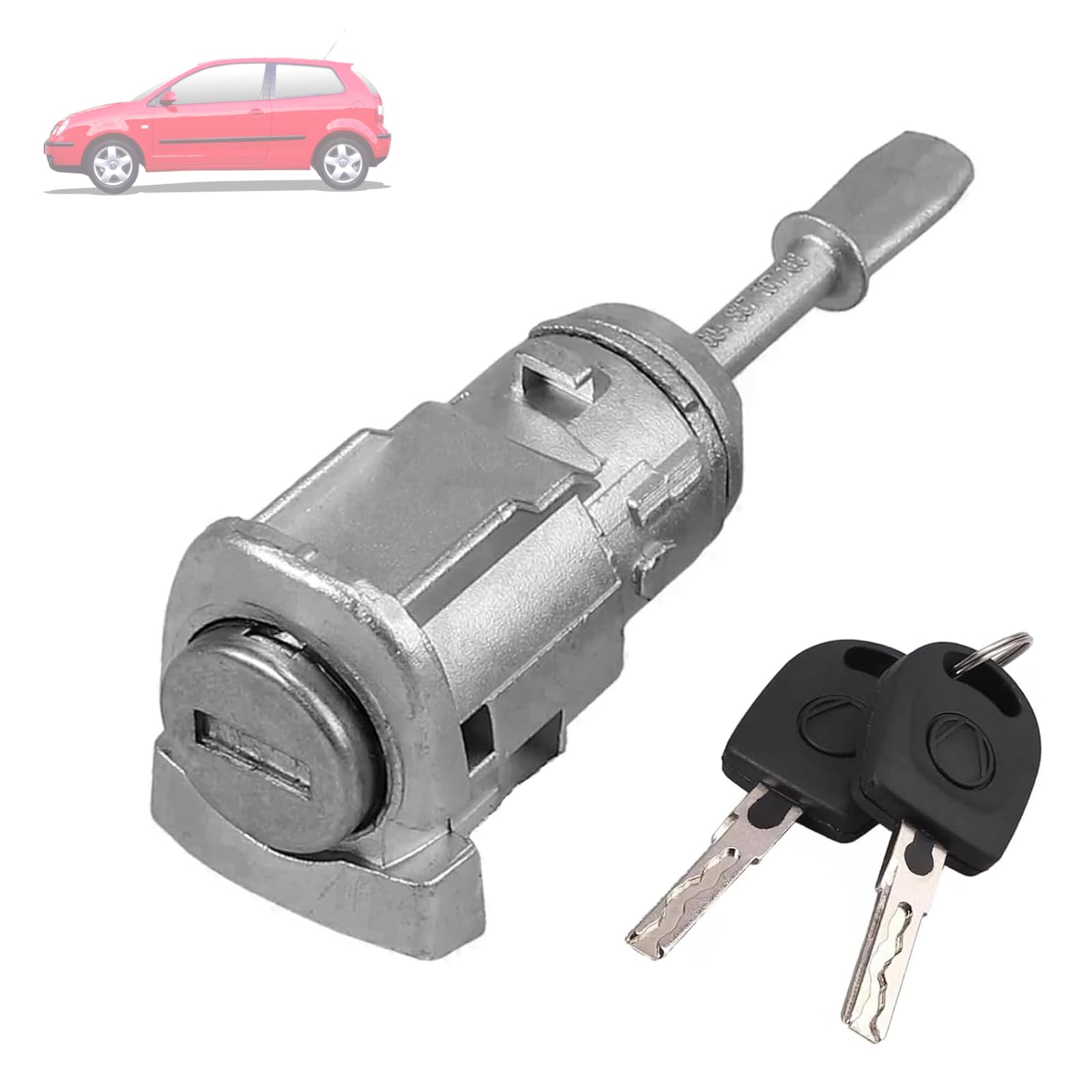 Twowinds - Bombín Cerradura 604837167 Compatible con VW Polo, Fox, Lupo, Transporter T5; Seat Arosa - Puerta Delantera Izquierda (lado conductor) - Cilindro de Cierre, Llave (Vástago corto 35mm)