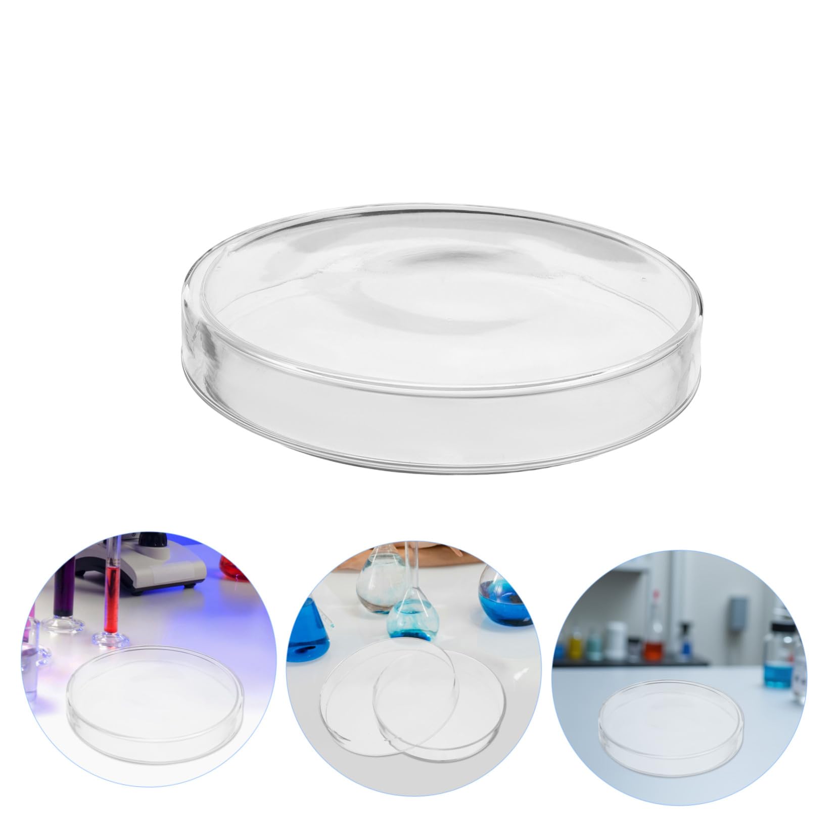 Placa de Petri de Vidrio Grueso con Tapa, 7, 5x1, 2 Pulgadas | Borosilicato de Alta Resistencia, para Cultivos Celulares y Ensayos Biológicos, Superficie Interior Lisa