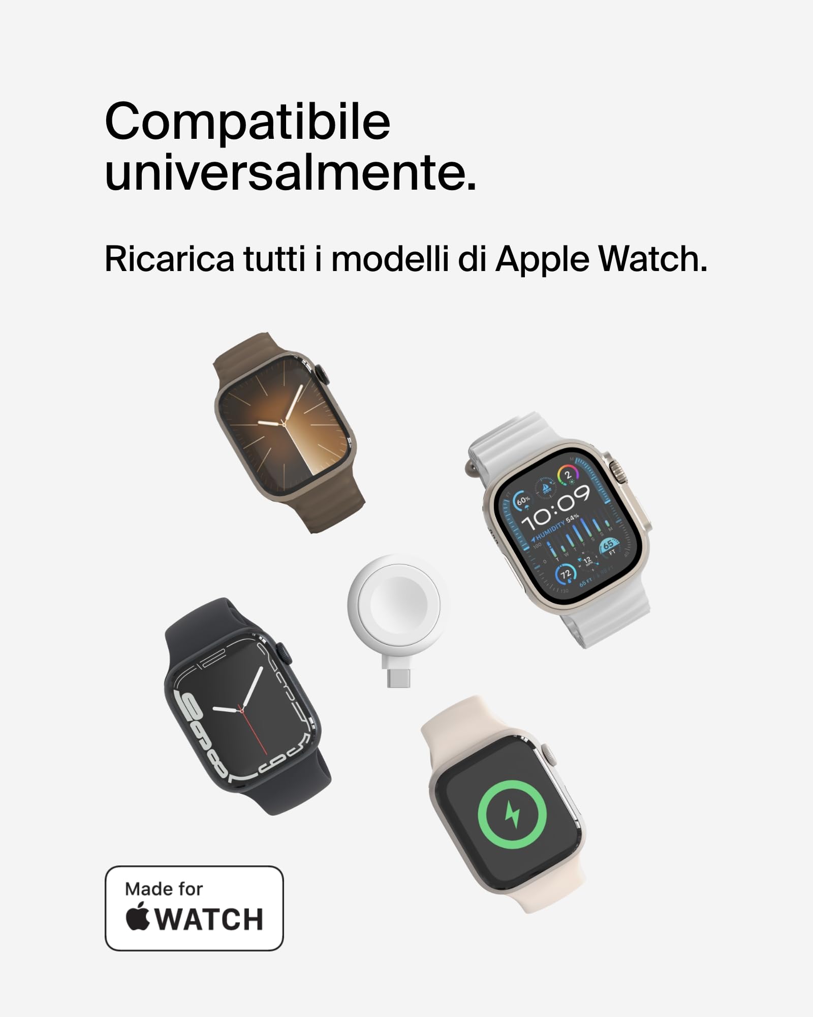 Belkin BoostCharge Caricabatteria USB-C portatile per Apple Watch, caricatore USB-C certificato MFi per Apple Watch Series 11/10/9/, Ultra e altri, compatibile con MacBook, iPhone 17 e altri - Bianco