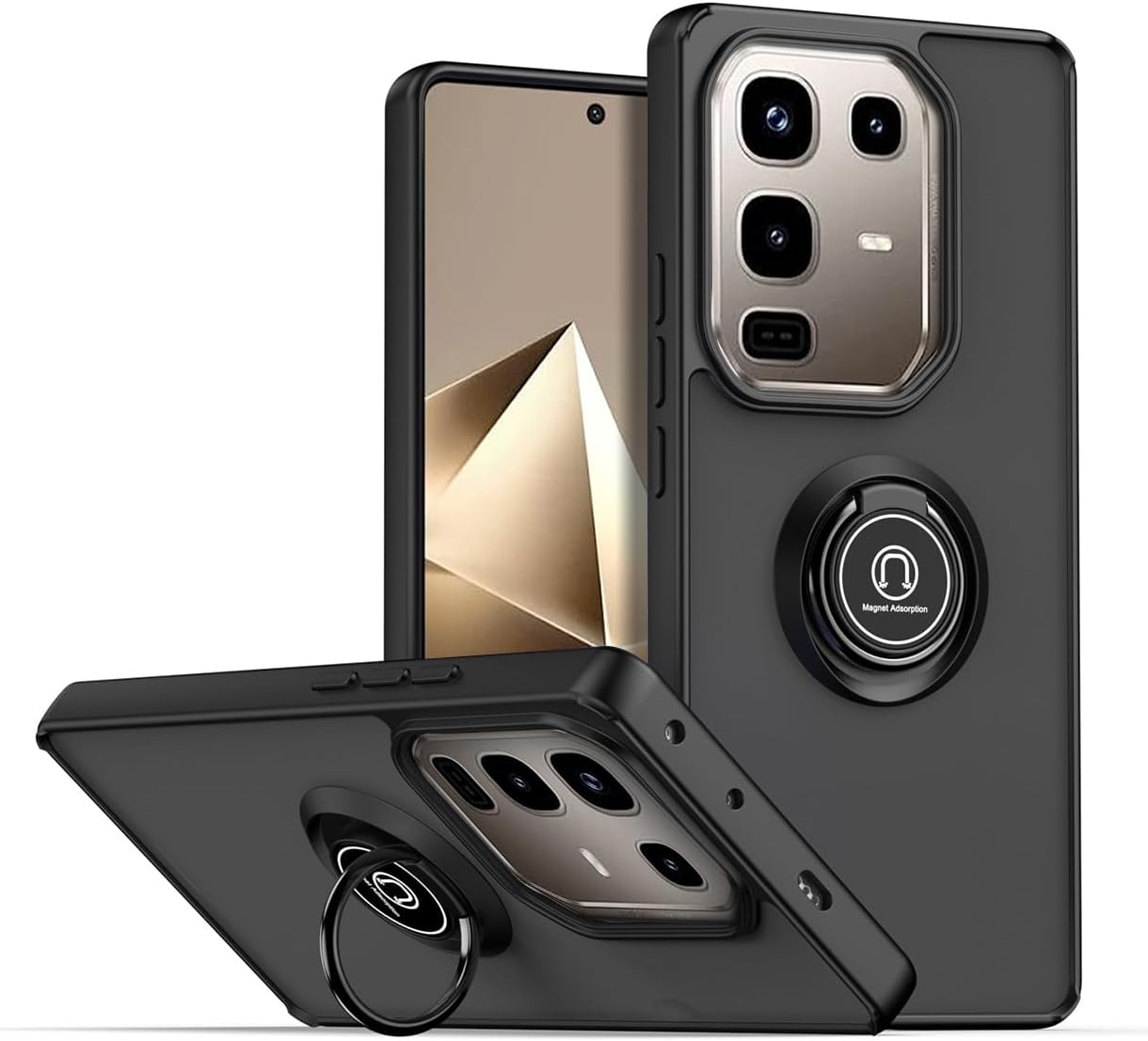 Case for Infinix Note 50 Pro Phone Case with Ring Car Mount Stand,TPU + Hard PC Dropproof Cell Phone Cover-Black