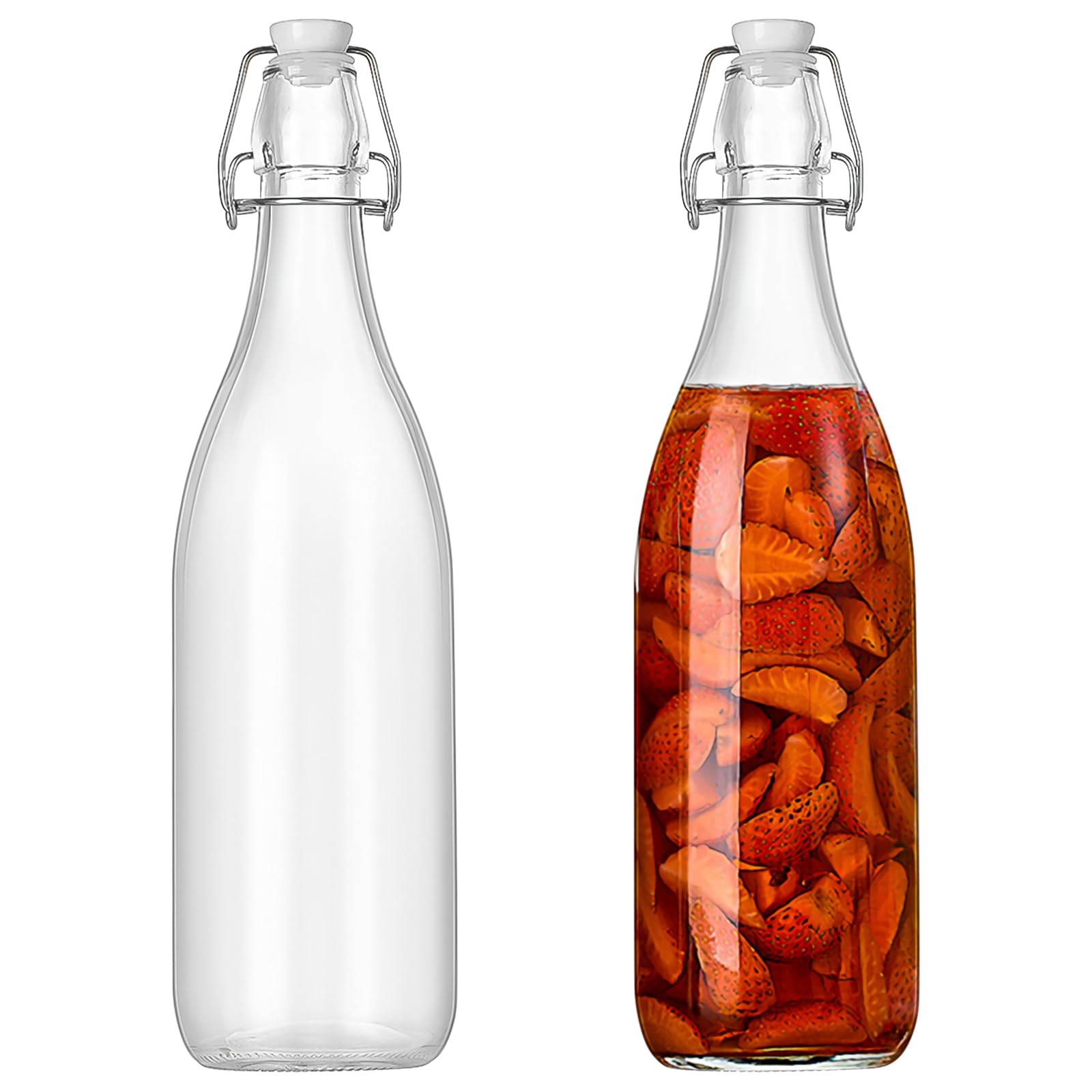 Amazon.co.jp: スイングトップガラスボトル2個パック、圧力安全