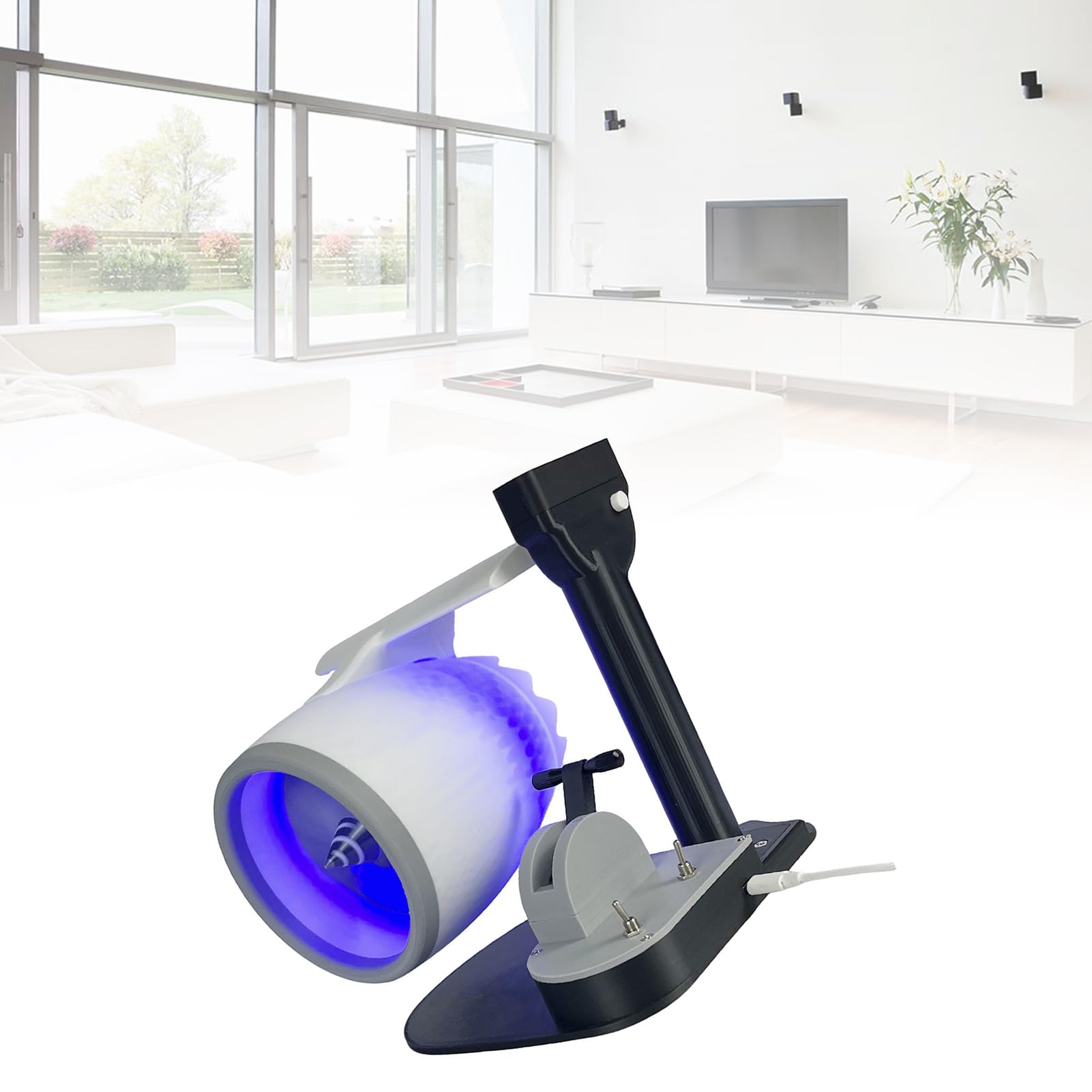 Generic Wentylator Biurkowy z Silnikiem Odrzutowym z regulacją Prędkości USB i Nawilżaczem do Salonu i Sypialni Innowacyjna pojemność 50 Ml (BLUE)