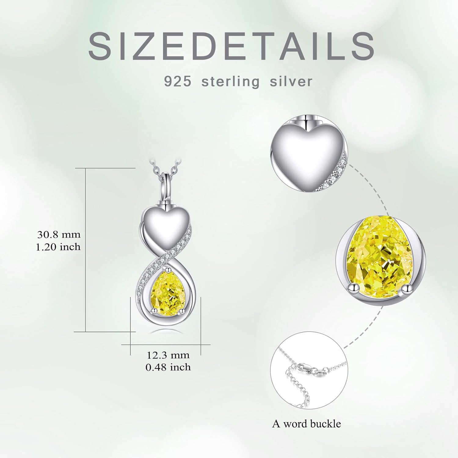 Teardrop Urn Necklace for Ashes, S925 Sterling Silver Infinity Heart Urn Necklace Teardrop Birthstone Cremation Jewelry Memorial Keepsake Gifts for Women Sister Friend - Image 4