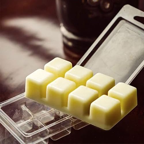 Miniatura 7 de MILIVIXAY 25 paquetes de 8 cubos de cavidad, recipientes de cera derretida para tartas, moldes de cera de plástico vacíos transparentes para derretir
