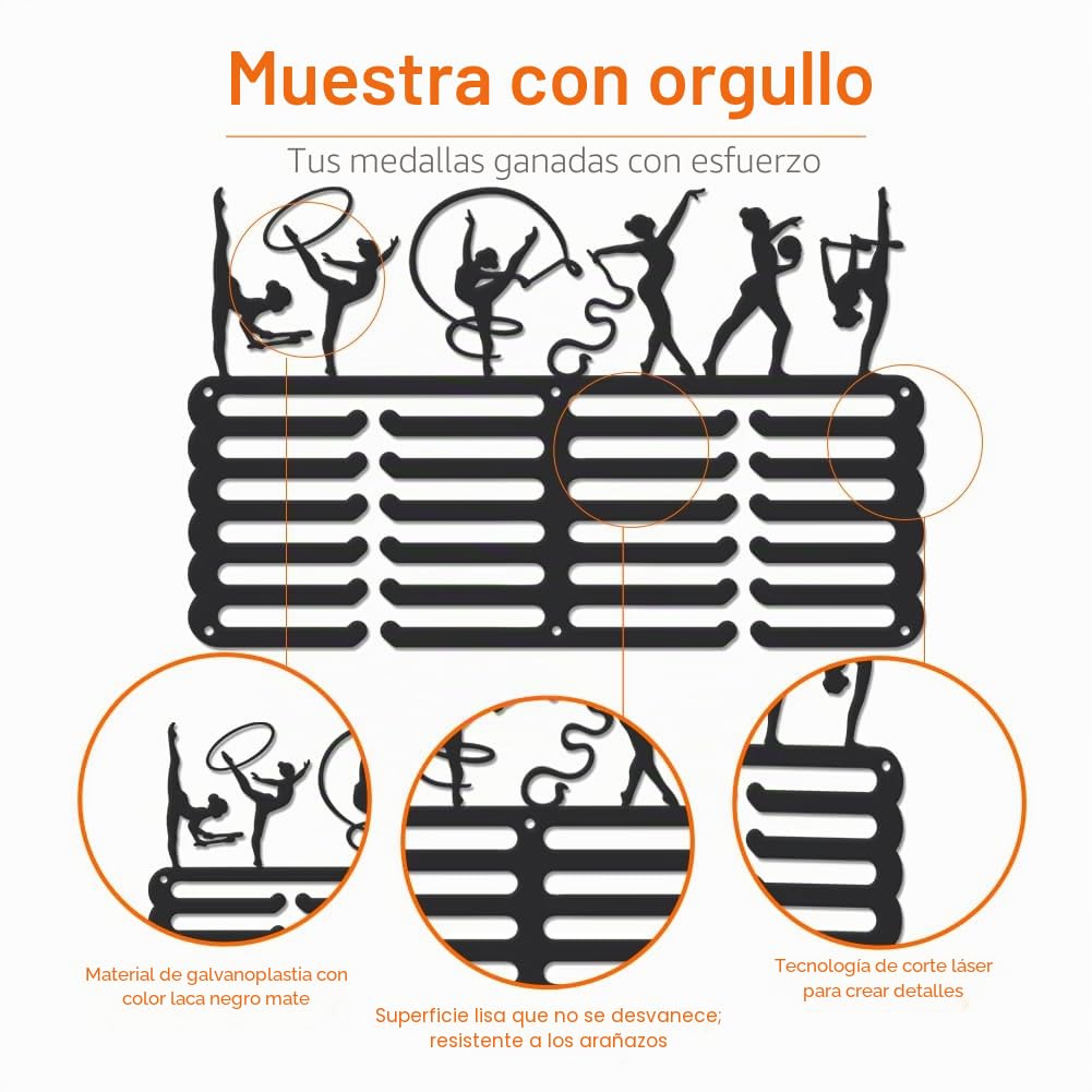 SUPERDANT Porta medallas para gimnasia porta medallas para gimnasia sincronizada porta medallas personalizado para gimnastas 6 Filas porta medallas de capacidad potenciados Decor Para Colgar Medallas