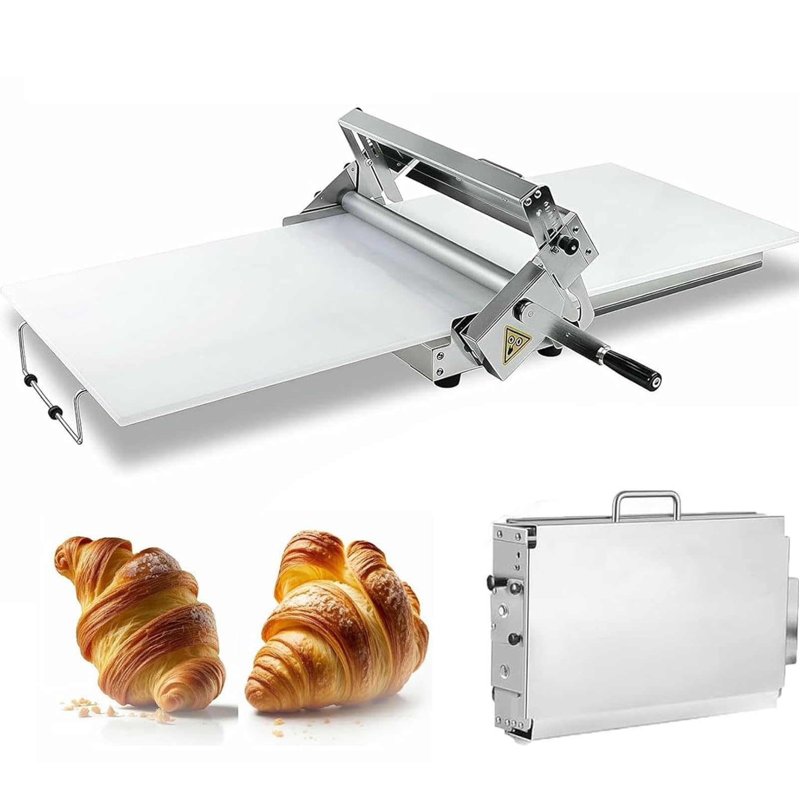 SUYUDD Foldable Manual Pastry Sheeter, Stainless Steel Dough Sheeter Machine, 0-27mm Adjustable Thickness, 30x60cm/40x90cm Press Plate, For Pizza Dough, Croissants, Layered Pastry And Dessert Making