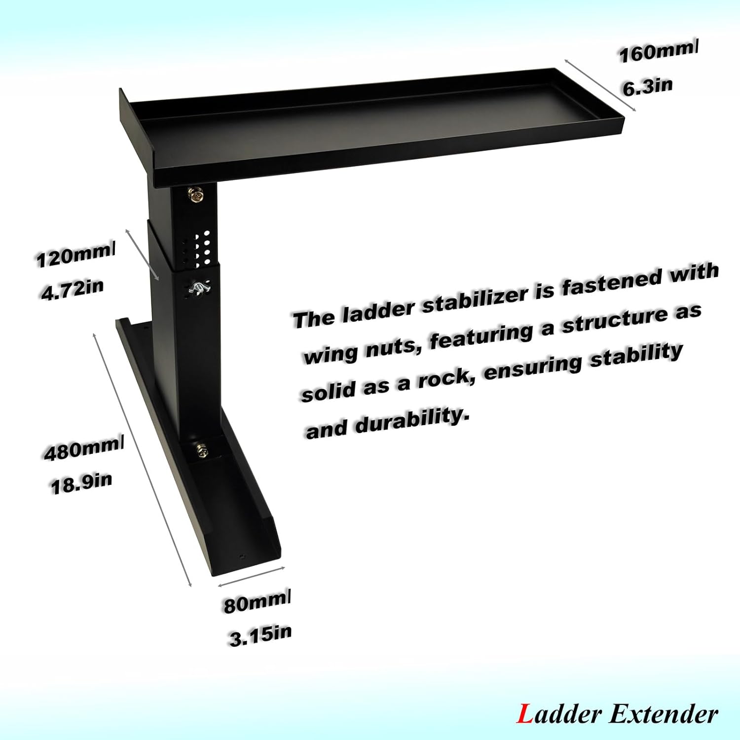 Heavy-Duty Ladder Extender Pro, High Strength Ladder Stabilizer for Stairs, Non-Slip Foldable Ladders Extension Black (ZALD-S01)