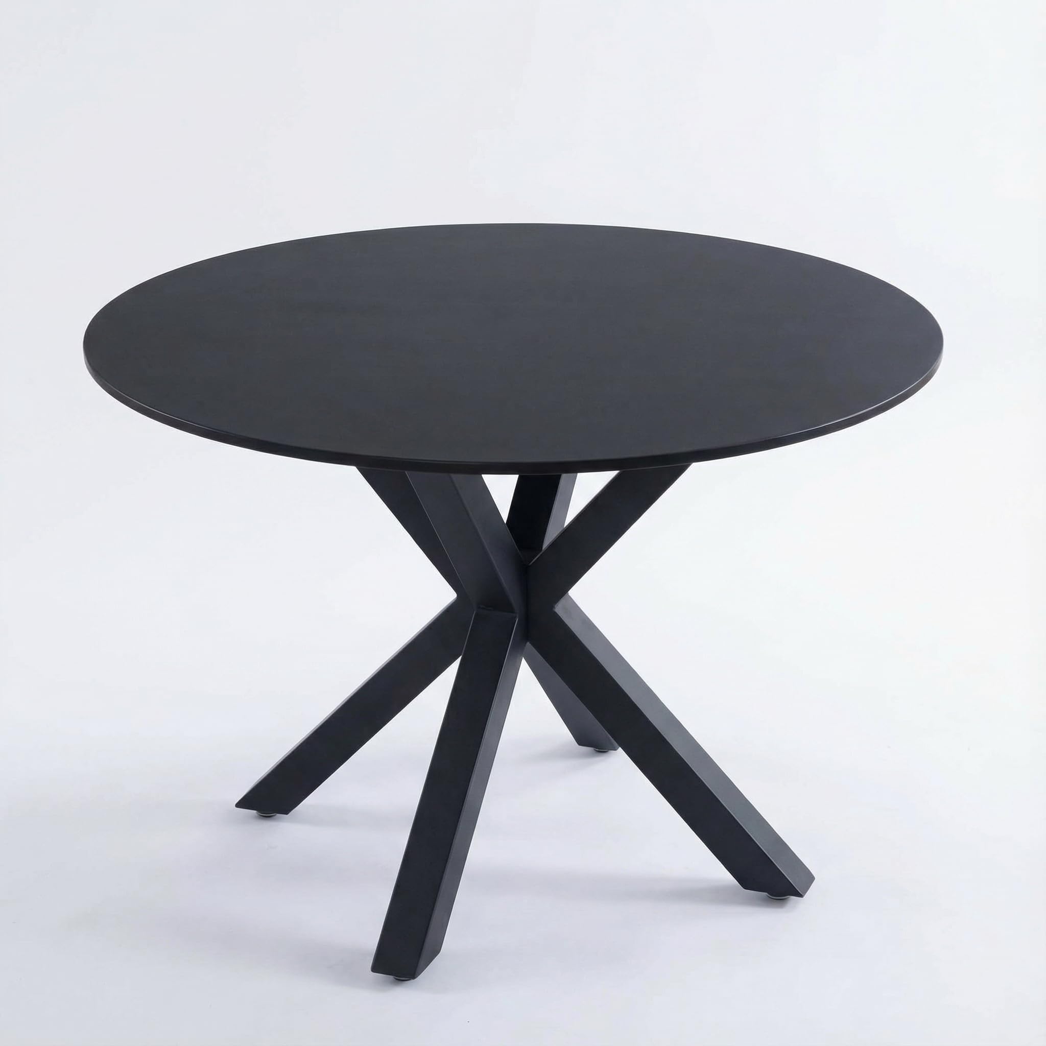 42 inch Black Round Dining Table for 4-6 Person, Mid Century Modern Circle Table X-Shape Metal Legs (Table legs only)