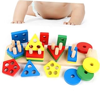 Toyvian 1 Conjunto De Brinquedos De Madeira Quebra-Cabeça Brinquedo Empilhamento Brinquedos Educativos Brinquedos De Madeira Brinquedos Educativos Blocos De Geometria Brinquedo De Madeira