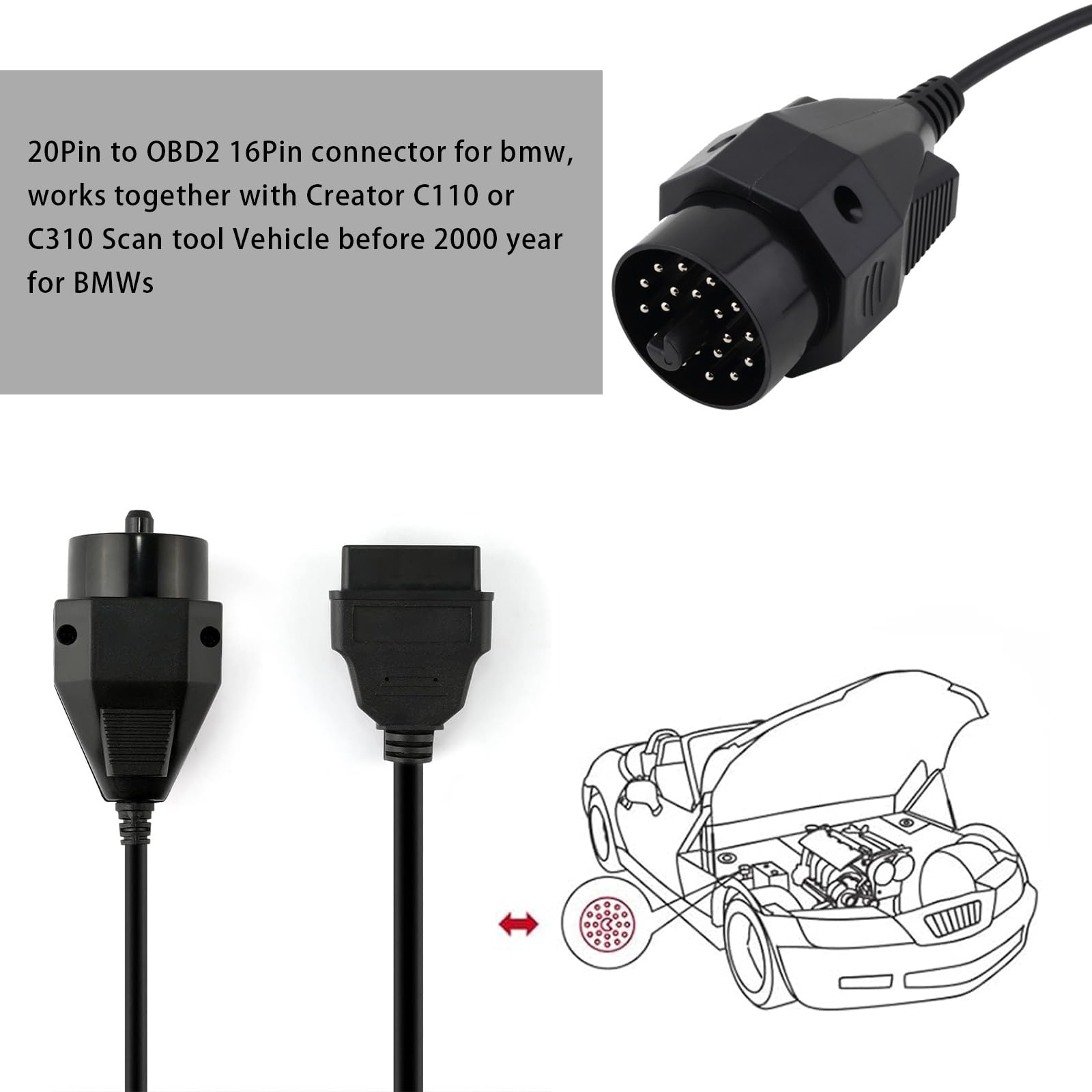 Amazon.co.jp: leediga 自動車用20ピン接続変換ケーブル 診断