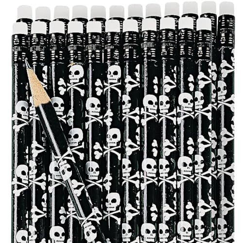 Fun Express - Skull And Crossbone Pencils - Stationery - Pencils - Printed - 24 Pieces