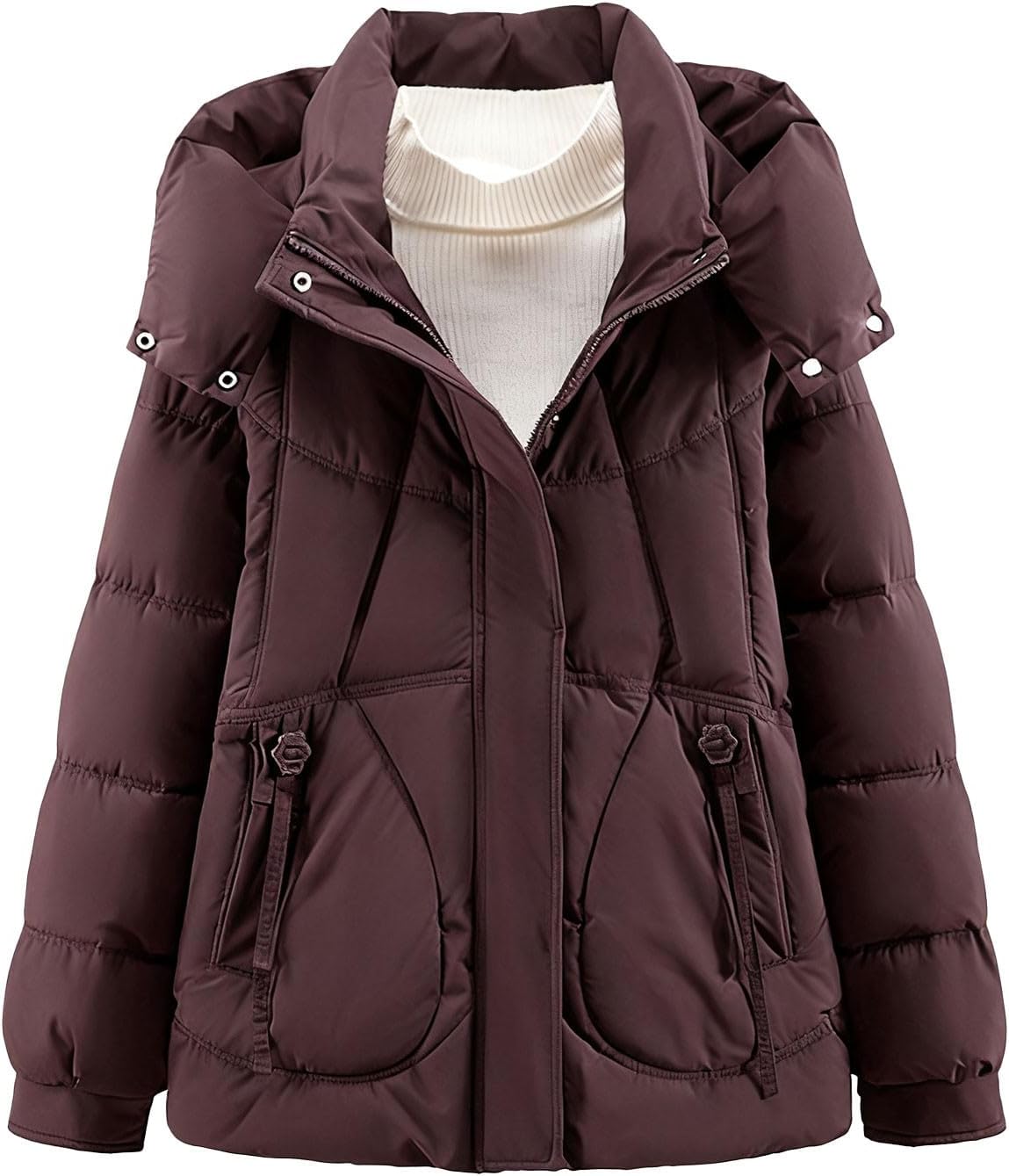 2025 Fall Puffer Jacket Womens with Hood Thick Quilted Jackets Warm Parka Plus Size Winter Coats for Women