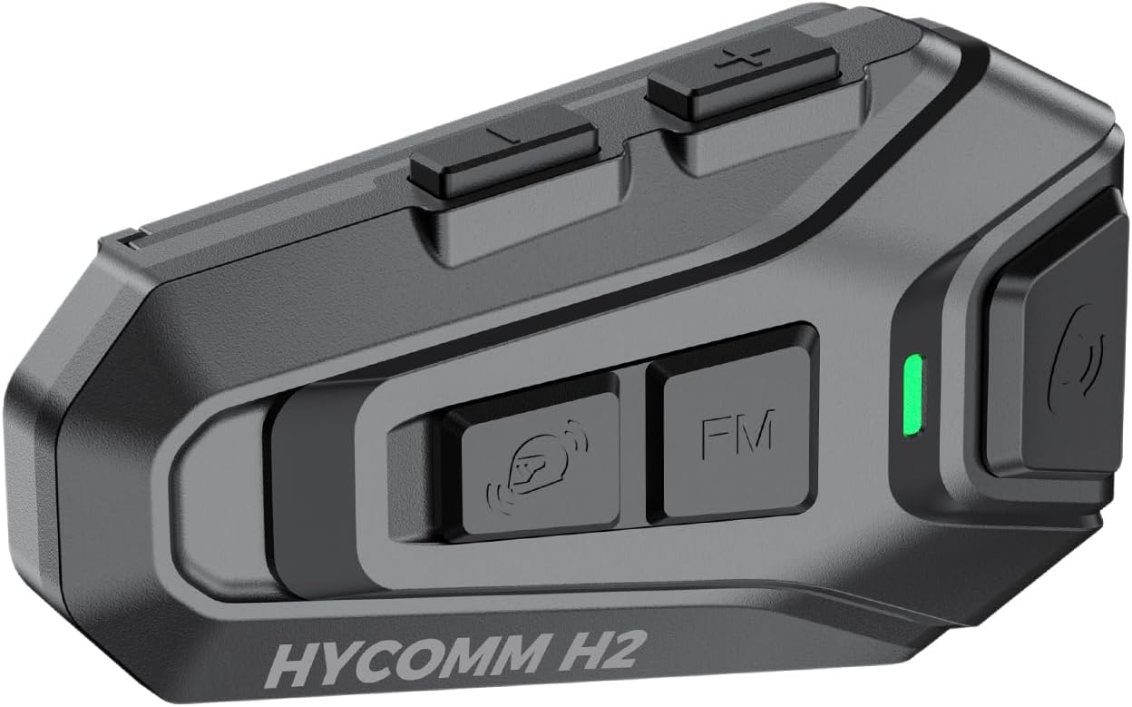 H2 Motorcycle Bluetooth Headset, 2-Way Helmet Intercom with 35H Runtime & Easy Pairing, Noise Cancelling Speakers, IP67 Waterproof, Voice Assistant, FM Radio (1 Pack)