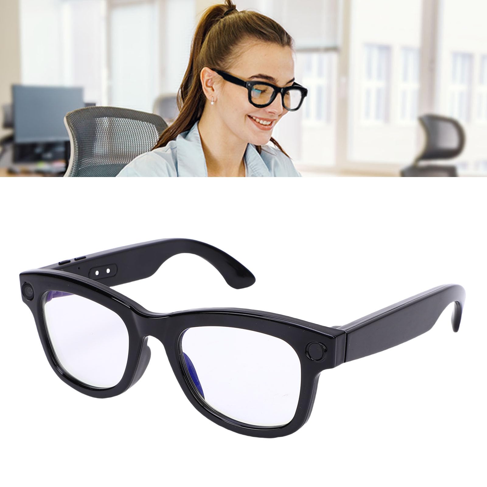Tnfeeon Gafas Inteligentes con Cámara de 5MP Bluetooth Llama a la Traducción de IA, Grabación de Video WiFi 6 Manos Libres, 9.1 Oz de Diseño Liviano para Entusiastas de la Tecnología de