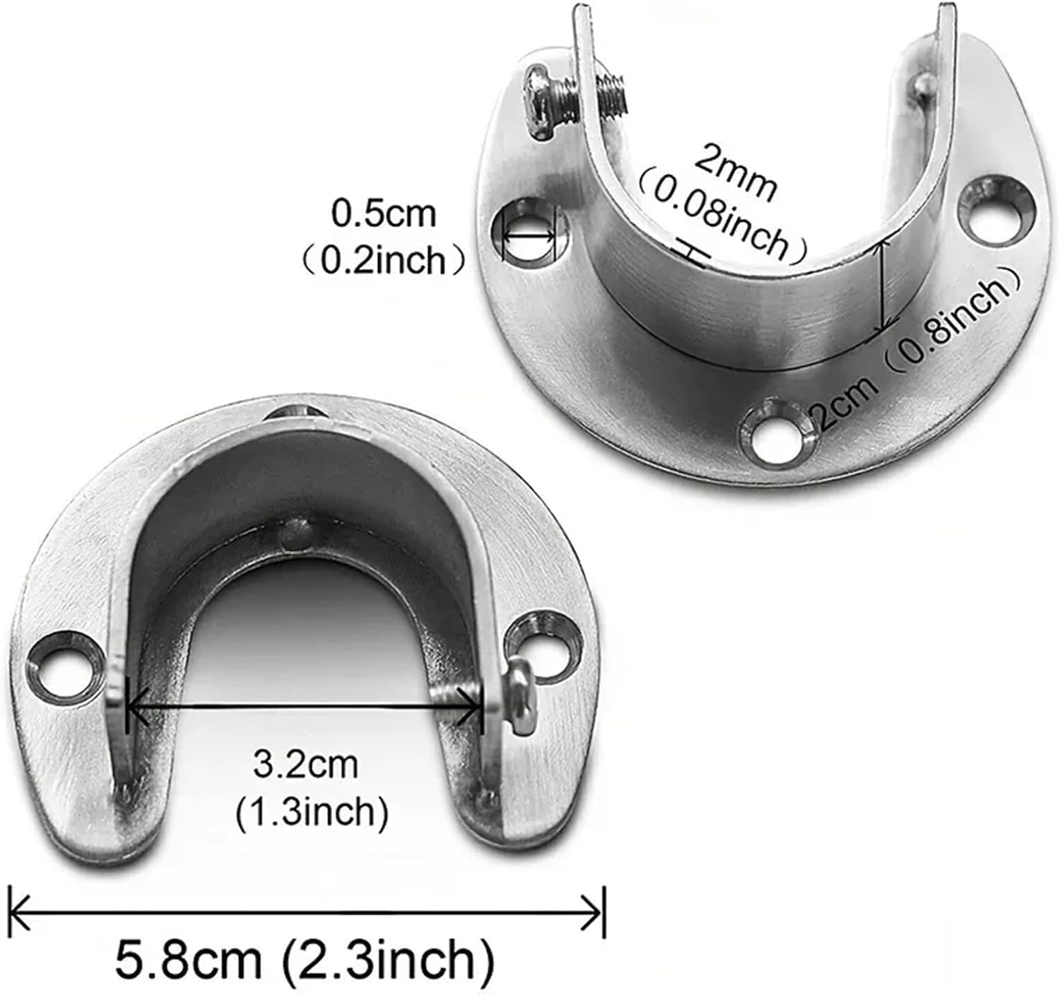 Closet Rod Brackets 20Pcs Stainless Steel Flange Seat Wardrobe Hanger Rod Fixing Hardware Accessories Curtain Rod Tube Hook for Closet Bathroom(32mm 2pc)