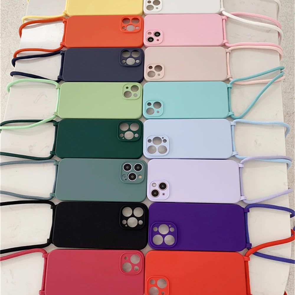 Naszyjnik Crossbody Smycz Pasek Silikonowy Płynny Etui Do iPhone'a 15 13 11 12 14 Pro Max XS XR X 8 7 Plus Miękkie Cukierkowe Etui, jasnoróżowe, Do iPhone'a 11 Pro
