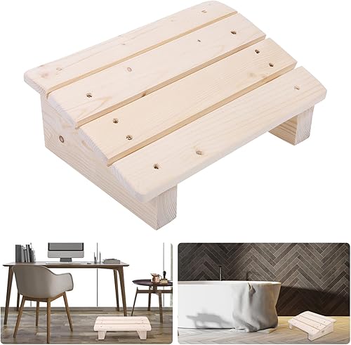 Miniatura 5 de Reposapiés de madera para debajo del escritorio, reposapiés de oficina inclinado para el hogar y el trabajo, diseño ergonómico para aliviar el dolor