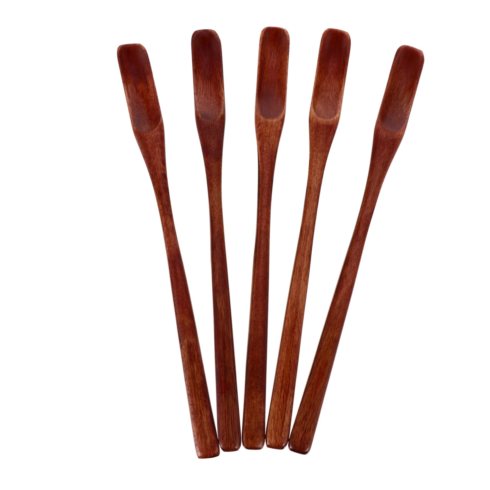 GRIRIW 5pcs Wooden Mixing Spoon Coffee Stir Spoons Honey Mixing Stirrer Drink Stir Spoons Honey Spoon Stirrers Mini Scoop Syrup Dipper Honey Stirring Spoon Beverages Honey Mixing Stick
