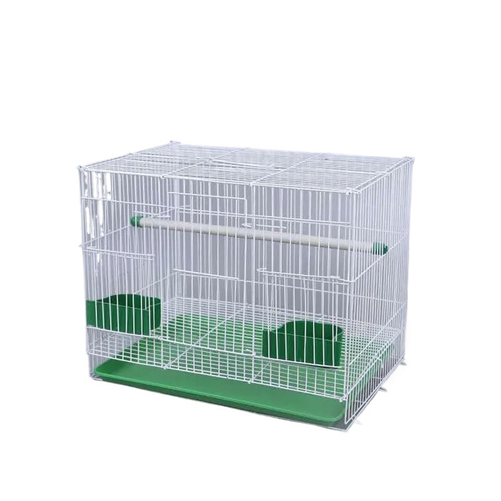 Jaula plegable grande para loros, canarios, cría de metal, para mascotas, decoración de nido con bandeja, comedero de juego, haz de soporte (blanco, 40 x 30 x 30 pulgadas, 6 piezas)
